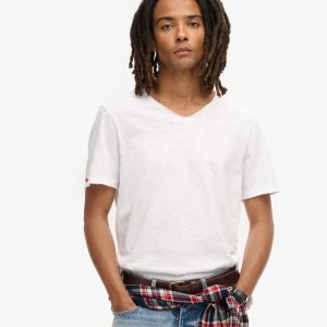 Raw Edge Slub V-Neck T-Shirt