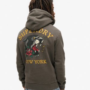 Tattoo Back Graphic Loose Hoodie