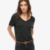 Studios Slub Embroidered V-Neckline T-Shirt