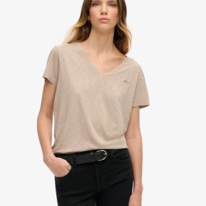Slub Embroidered V-Neck T-Shirt