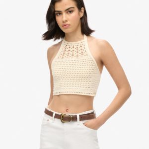 Cropped Halter Crochet Top