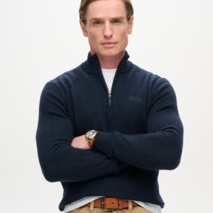 Essential Embroidered Knitted Half Zip Jumper