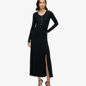 Half Button Midi Dress