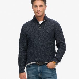 Cable Button Neck Jumper