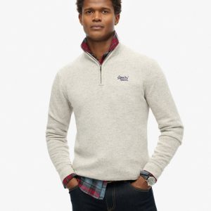 Essential Embroidered Knitted Half Zip Jumper