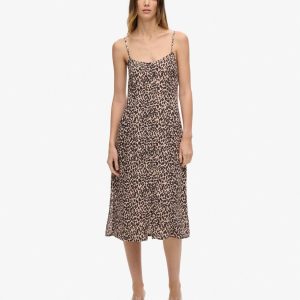 Printed Button-Up Cami Midi Dress