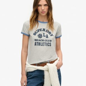 Athletic Essentials Beach Graphic Ringer T-Shirt