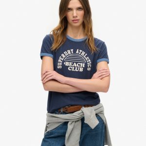 Athletic Essentials Beach Graphic Ringer T-Shirt