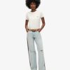 Mid Rise Wide Leg Double Tape Jeans