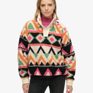 Super Soft Printed Henley Fleece Jumper
