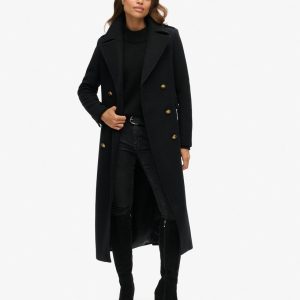 Double Breasted Wool Blend Coat