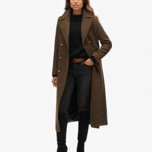 Double Breasted Wool Blend Coat