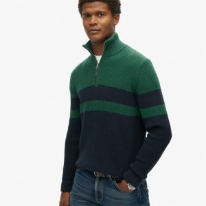 Cotton Classic Stripe Half-Zip Jumper