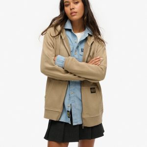 Oversized Contrast Stitch Zip Hoodie