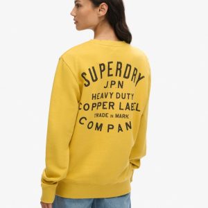 Oversized Copper Label Graphic Crew Sweatshirt