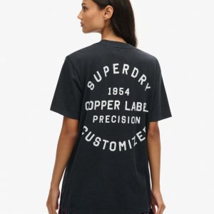 Oversized Copper Label Chest Graphic T-Shirt