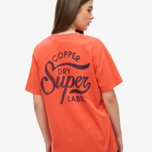 Oversized Copper Label Chest Graphic T-Shirt