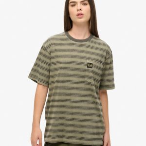 Oversized Textured Stripe Pocket T-Shirt