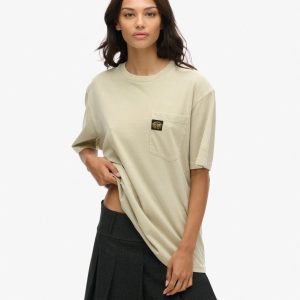 Oversized Contrast Stitch Pocket T-Shirt