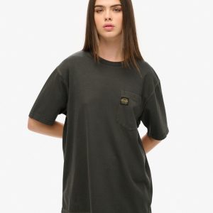 Oversized Contrast Stitch Pocket T-Shirt