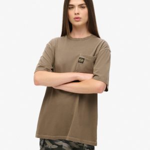Oversized Contrast Stitch Pocket T-Shirt