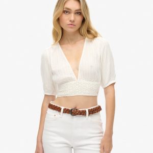 Ibiza Short Sleeve Lace Trim Top