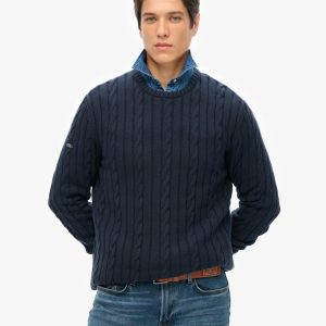 Cotton Classic Cable Knit Crew Jumper