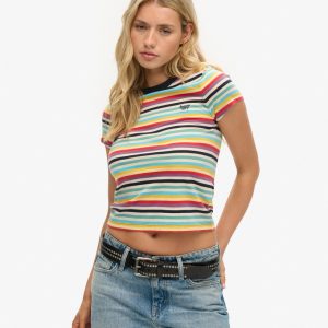 Vintage Stripe Crop T-Shirt