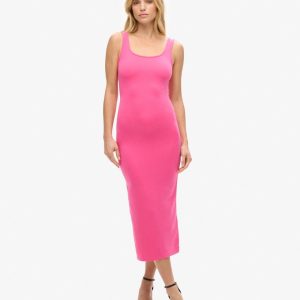 Square Neck Jersey Midi Dress