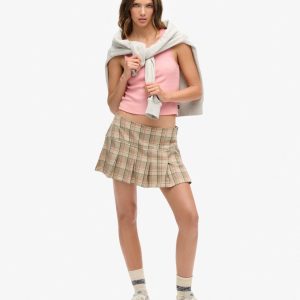 1/2 Pleat Check Skirt