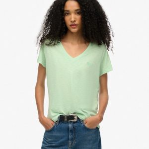 Slub Embroidered V-Neck T-Shirt