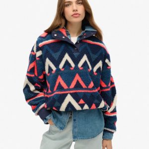 Super Soft Printed Henley Fleece Jumper