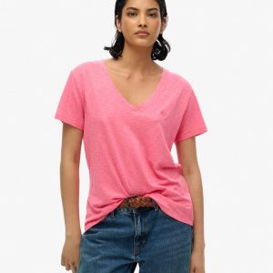 Slub Embroidered V-Neck T-Shirt
