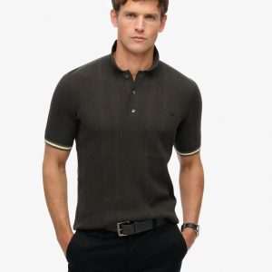 Knitted Texture Short Sleeve Polo Shirt