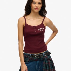 Athletic Essentials Embroidered Button Cami Top