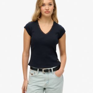 Athletic Essentials Lace Trim V-Neck T-Shirt