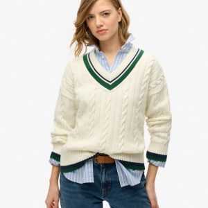 Oversized V-Neck Cricket Knit Jumper