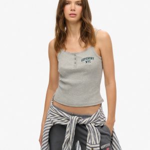 Athletic Essentials Embroidered Button Cami Top