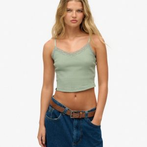 Athletic Essentials Lace Trim Cropped Cami Top