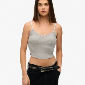 Athletic Essentials Lace Trim Cropped Cami Top