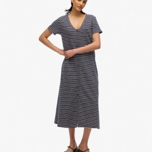 Short Sleeve Button Through Jersey Midi Dress