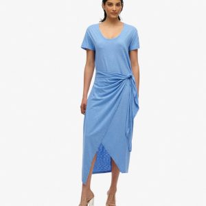 Slub Midi Wrap Dress