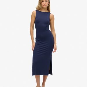 Jersey Twist Back Midi Dress