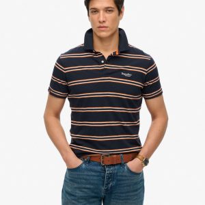 Lightweight Stripe Jersey Polo Top