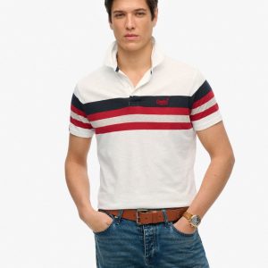 Lightweight Stripe Jersey Polo Top