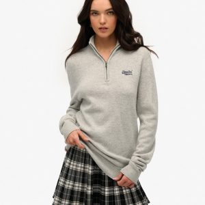 Essential Embroidered Knitted Half Zip Jumper