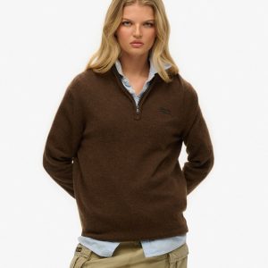 Essential Embroidered Knitted Half Zip Jumper