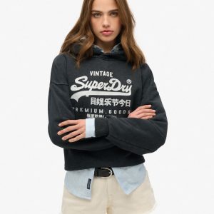 Vintage Logo Metallic Relaxed Hoodie