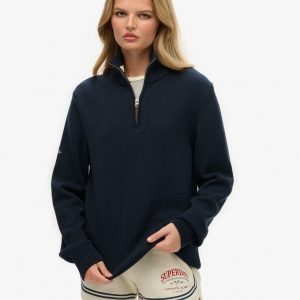 Oversized Cotton Classics Half-Zip Knitted Jumper