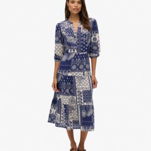 Woven Tiered Midi Dress